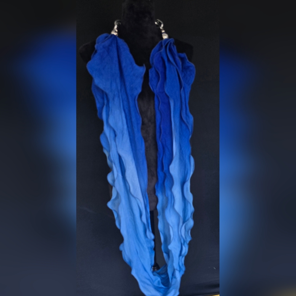 Elegant Blue Scarf with Silver Accents